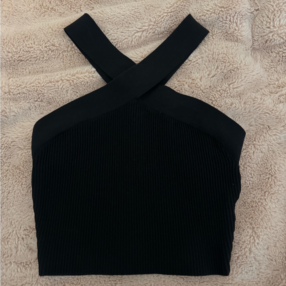 Babaton Black Cross-Strap Tank Top